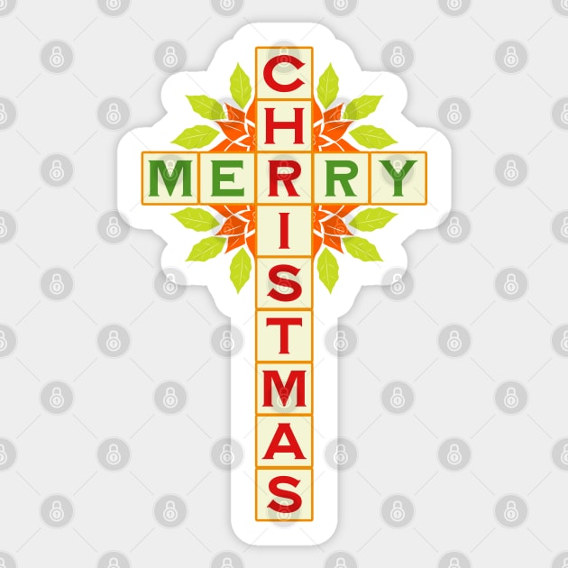 Merry Christmas Crossword Clue Sticker by Jay Diloy